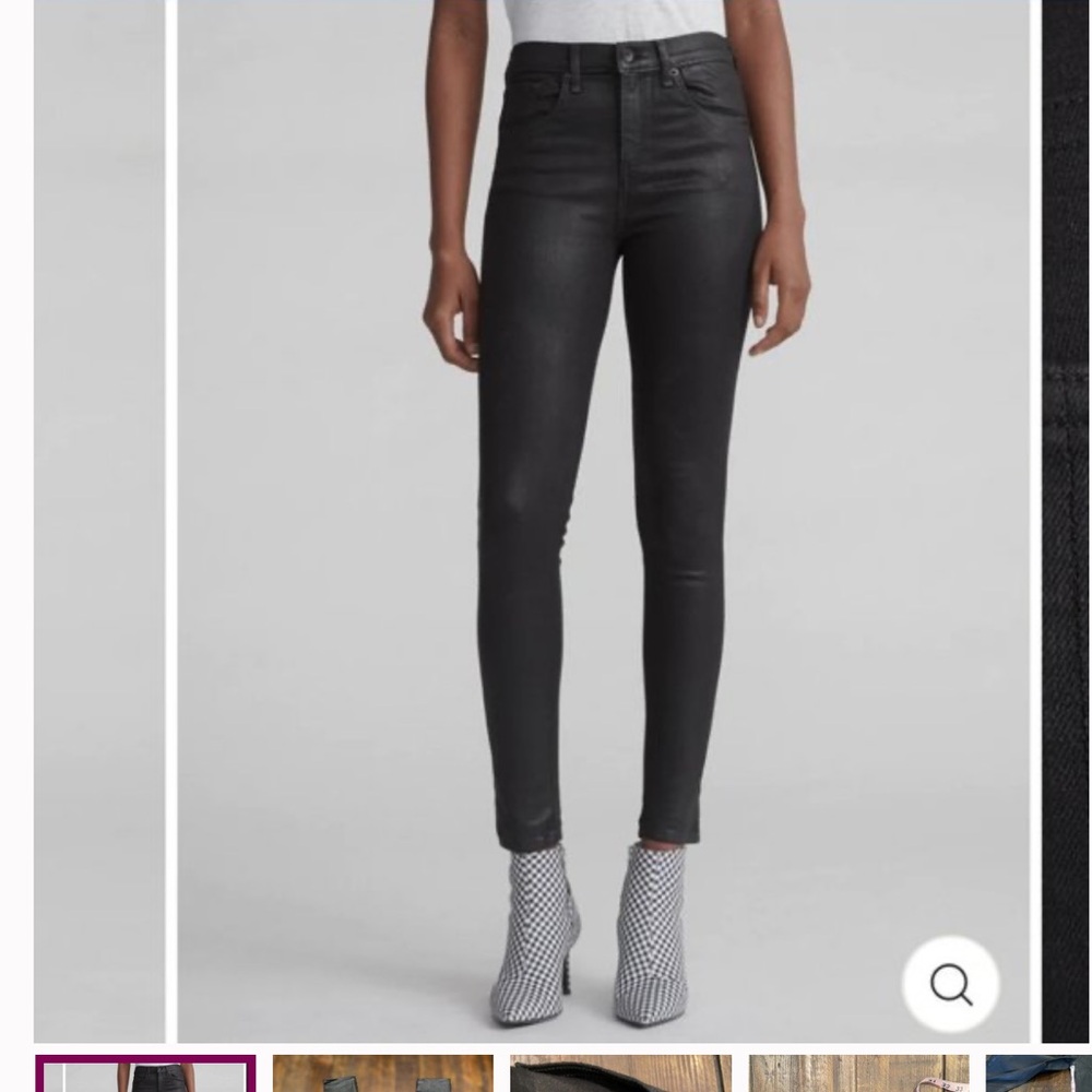 Rag & Bone Black Coated Skinny Jeans